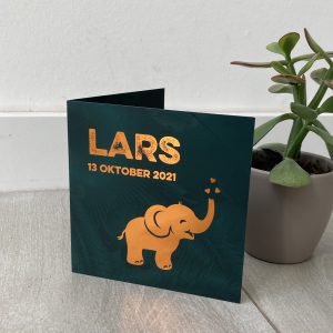 Geboortekaartje Lars olifantje foliedruk jungle