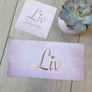 Geboortekaartje Liv roze goudfolie minimalistisch