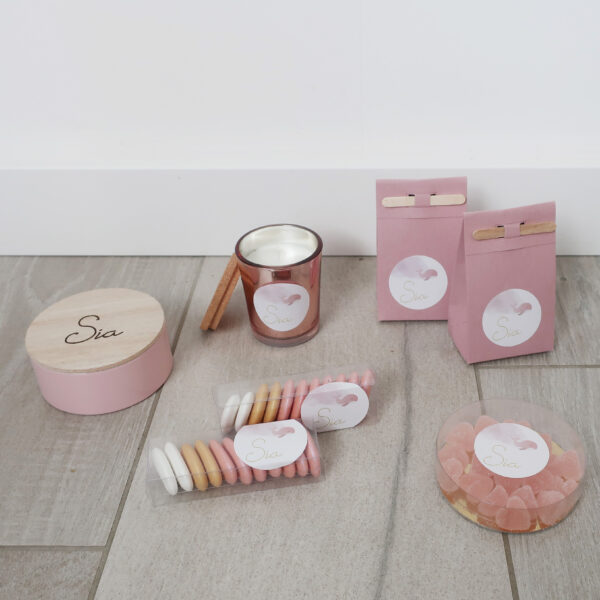 Doopsuiker voor Sia - Roze doosjes met suikerbonen