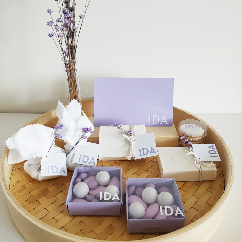 Doopsuiker Ida - Lila - marble wit