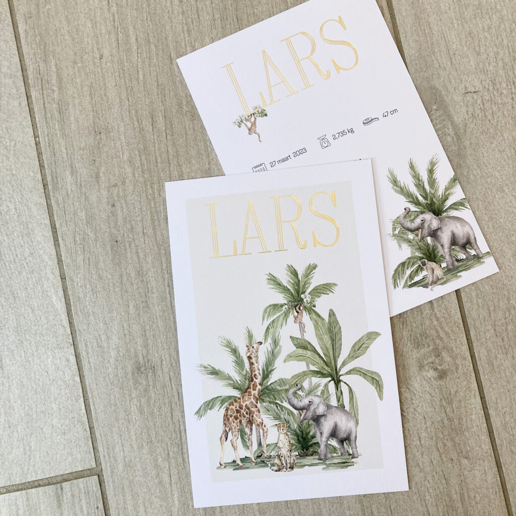 Geboortekaartje Lars - Jungle met dieren - Aquarel - Populaire trends