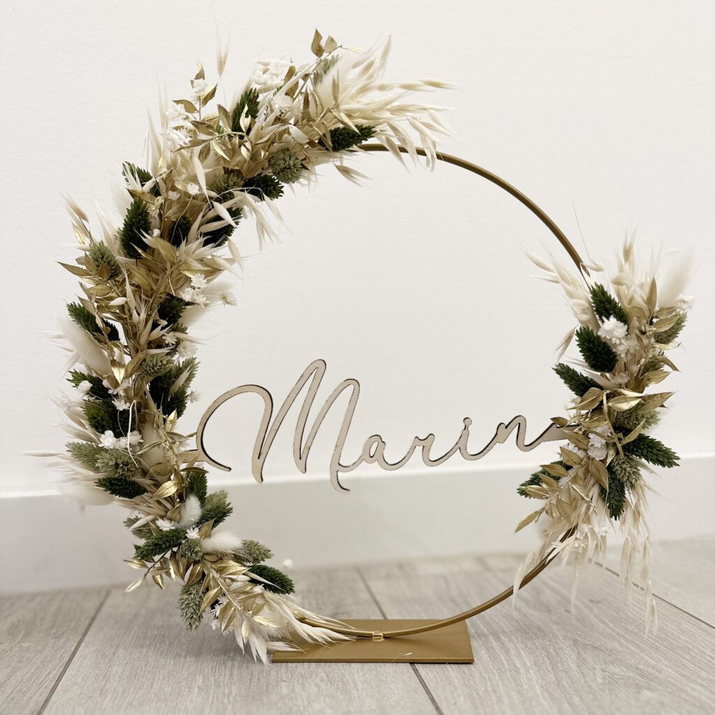 Flowerhoop marin goud groen beige
